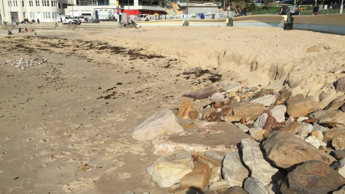 Beach erosion caused by huge seas in May 2020. Picture: Chris Lane