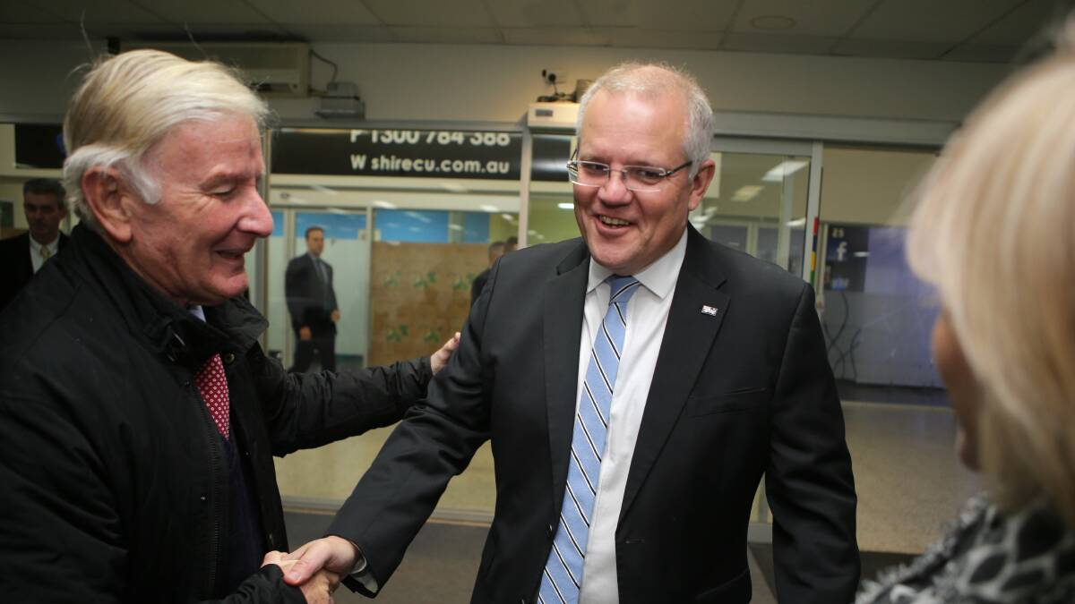 Liberal stalwart: Scott Morrison thanks his campaign manager Mike Douglas, who has filled that role in Cook since the days of Don Dobie. Picture: John Veage