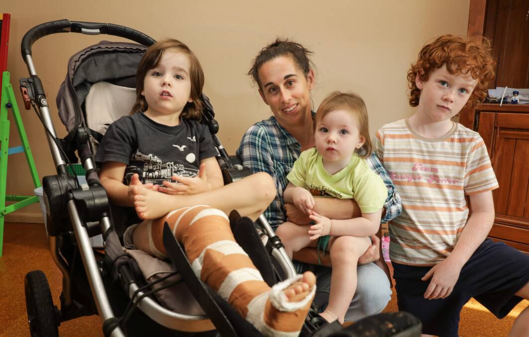 Clara Ferrer Patxot with Biel, 3, Juan, 7, and Cecilia, one. Picture by John Veage