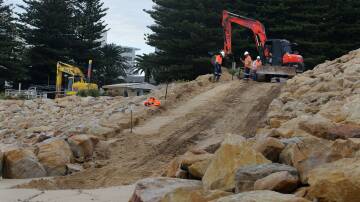 New walkway under construction at North Cronulla beach. Picture: John Veage