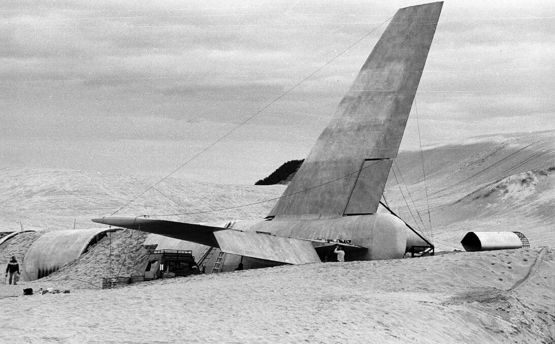 A plane crash in the desert scene from Mad Max Beyond Thunderdome, which was filmed in the Kurnell sand dunes in the mid-1980s.