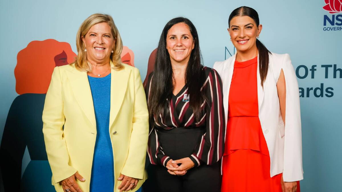 Minister for Women Bronwyn Taylor (left), Cr Laura Cowell and Eleni Petinos at the awards ceremony.. Picture: Facebook