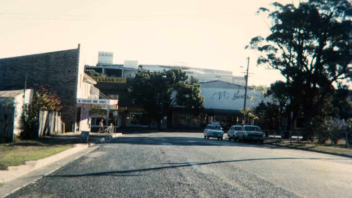 Looking towards Kiora Road in 1970, the roofline of Miranda Fair can be seen above Barters. Picture Sutherland Shire Libraries