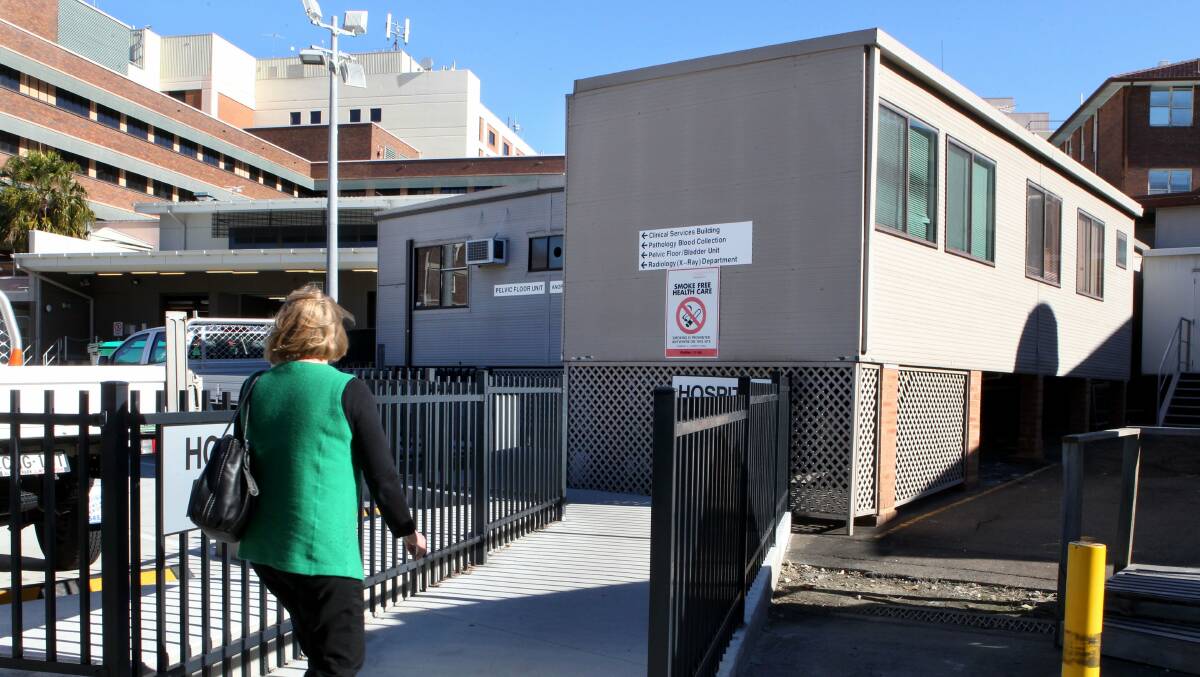 Demountable buildings at the hospital will be replaced by the new precinct. Picture: Jane Dyson