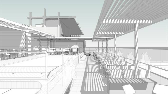 Architectural drawing of the proposed pool and adjoining dining areas. Picture: DA