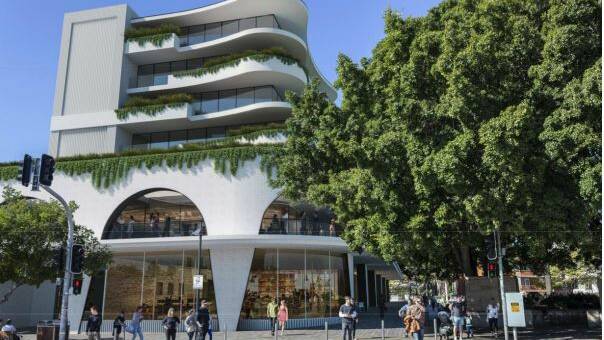 Indicative concept plan of the proposed new, seven-storey development as seen from the main entrance to Cronulla train station. Picture: Innovative Architects / Planning Proposal