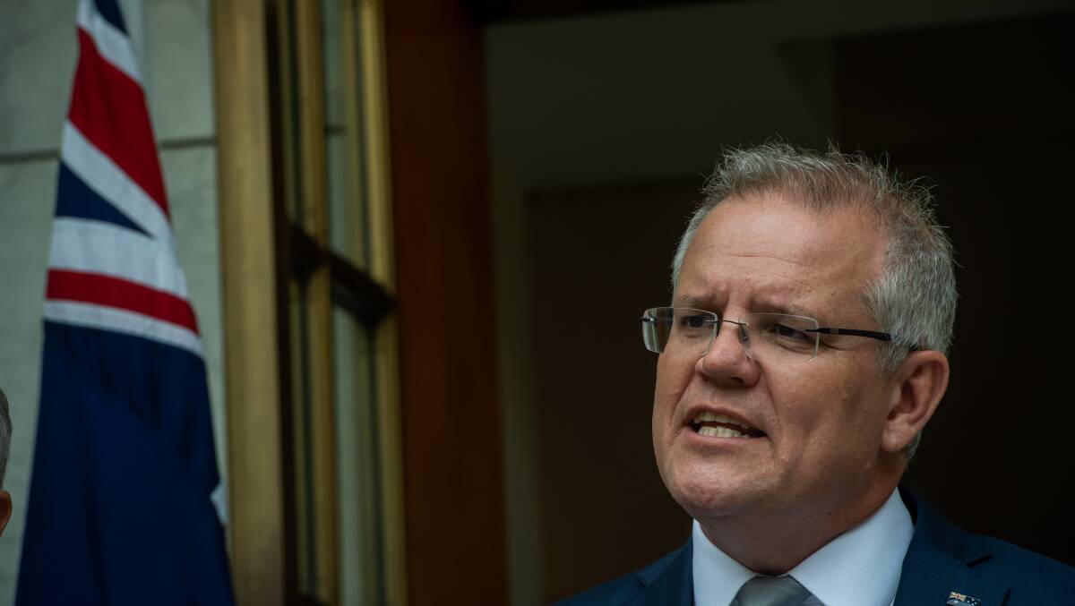 Scott Morrison announces a $2 billion national bushfire recovery fund during the crisis. Picture: Karleen Minney 