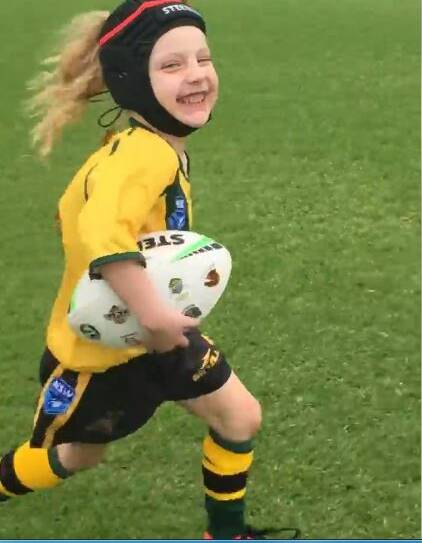 A young Sutherland Loftus United JRLFC player. The club will receive $5000 for an electronic scoreboard, wireless controls and mobile trolley. Picture: Facebook