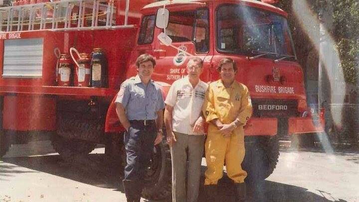  Len (left) and Don Carter (right) with then Sutherland Shire fire control officer Ray Watchhorn. Picture: supplied