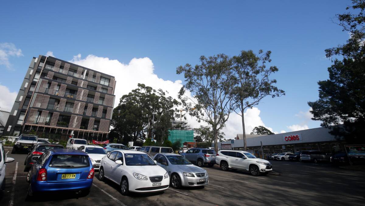The council car park adjoining Coles and the new apartments development, The Gallery. Picture: Chris Lane