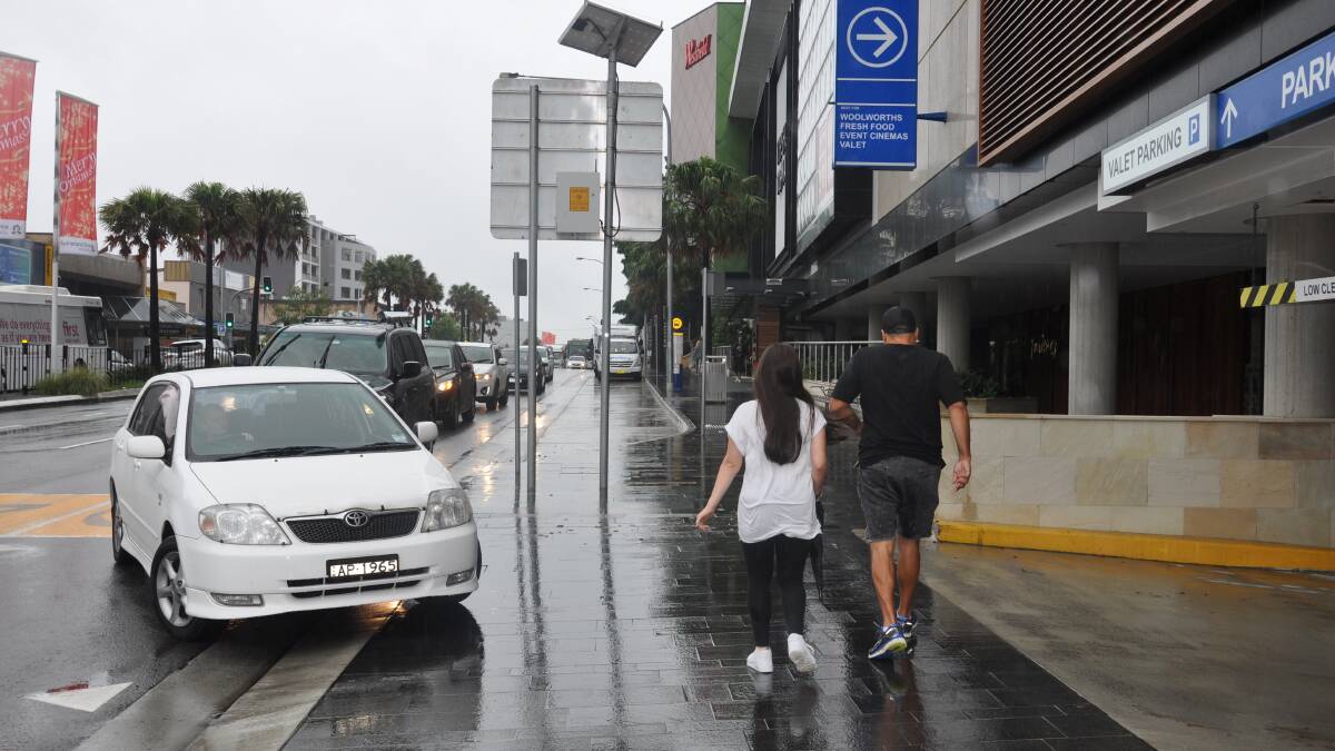 Traffic queues on the Kingsway to enter Westfield Miranda.