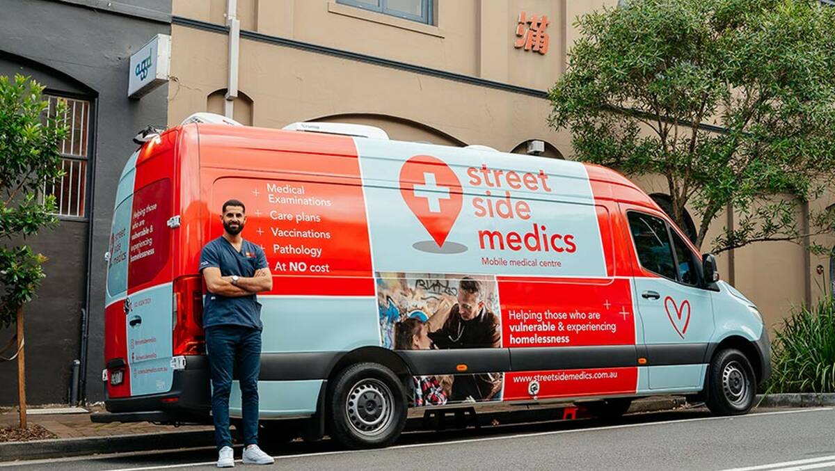 National profile: Dr Daniel Nour and Street Side Medics van. The organisation operates four clinics. 