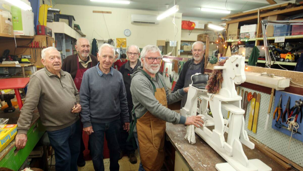 Graham Johnstone, Richard Allen, John Snape, Mike Ryland, Don Stewart and John McCracken in the Toy Restoration Centre's workshop. Picture by Chris Lane