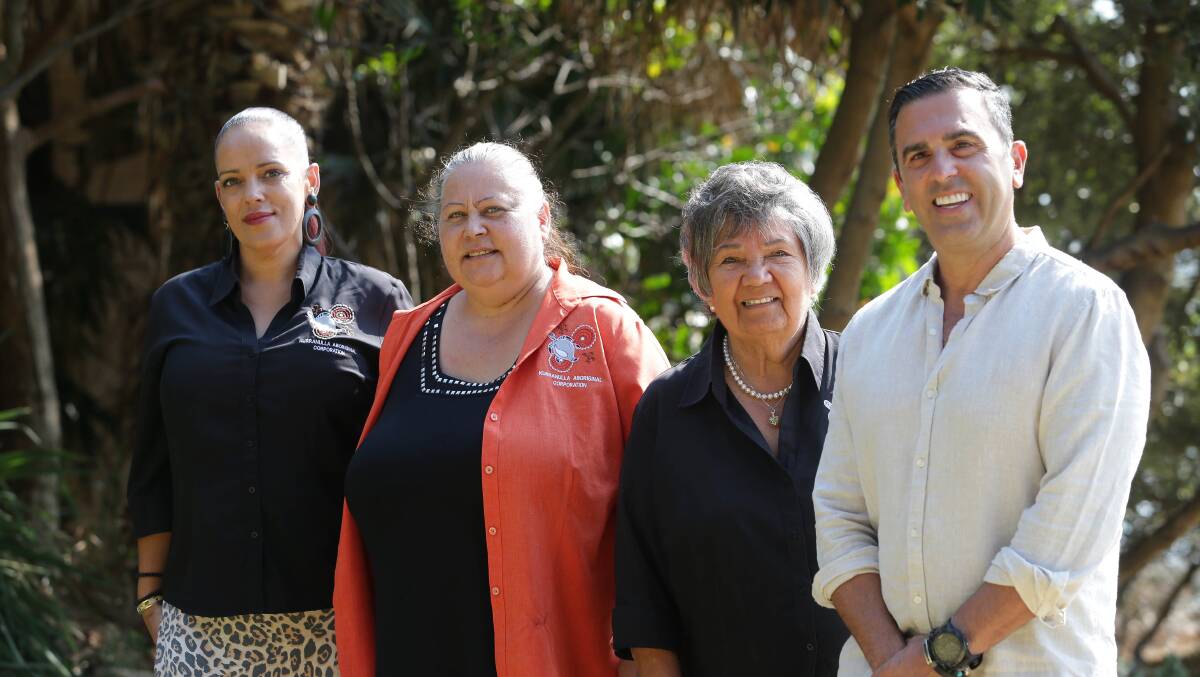 Tanya Spicer (left), Anne Marie Webb and Deanna Schreiber, from Kurranulla Aboriginal Corporation, and mayor Carmelo Pesce. Picture: John Veage 