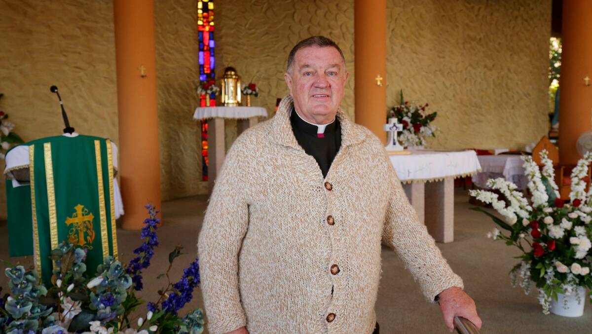 Monsignor Brian Rayner in St Catherine Laboure Church, Gymea. Picture: Chris Lane