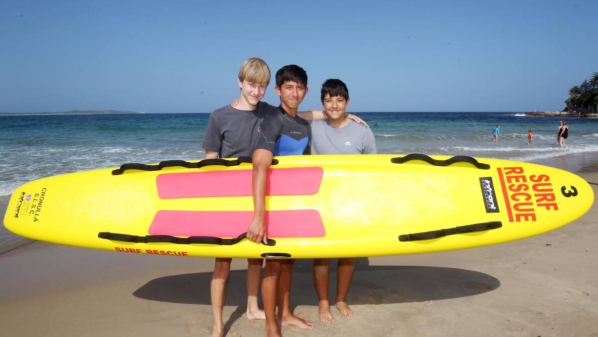 Chris Ordenes, 15, who carried out the rescue, with his brother Diego, 13, and Levi Statevski, 16. Picture by Chris Lane
