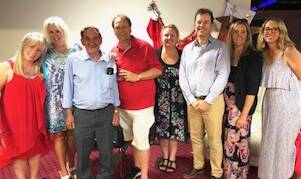 Greenhills Beach Christmas party: Darina Ryan (left), Jen Thorne, Barry Williams (Lone Fathers Assioation of Australia), Barry Hansen, Sarah Mross (Dandelion Support Network), Mark Speakman, Kirsten Rhodes and Lisa Burns. Picture: supplied