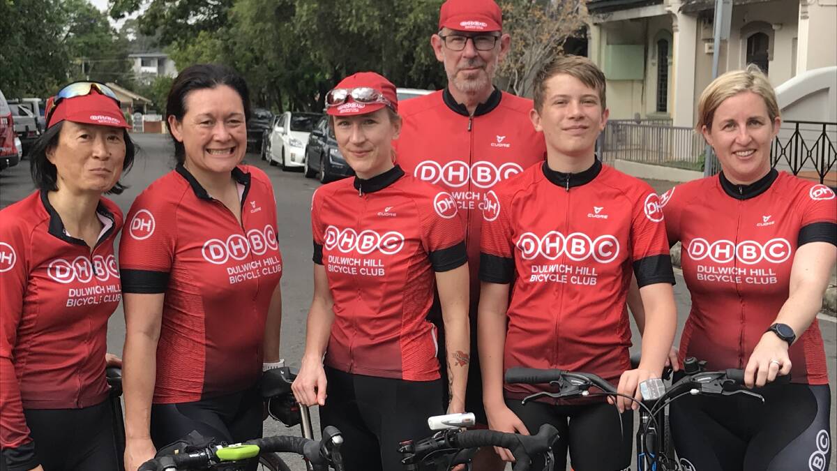 Members of Dulwich Hill Bicycle Club, Marian Lee (left), Pamela Fransen-Taylor, Laura Scott, Geoff Semon, Angus Healey and Jo Lees promote the design competition. Picture: supplied