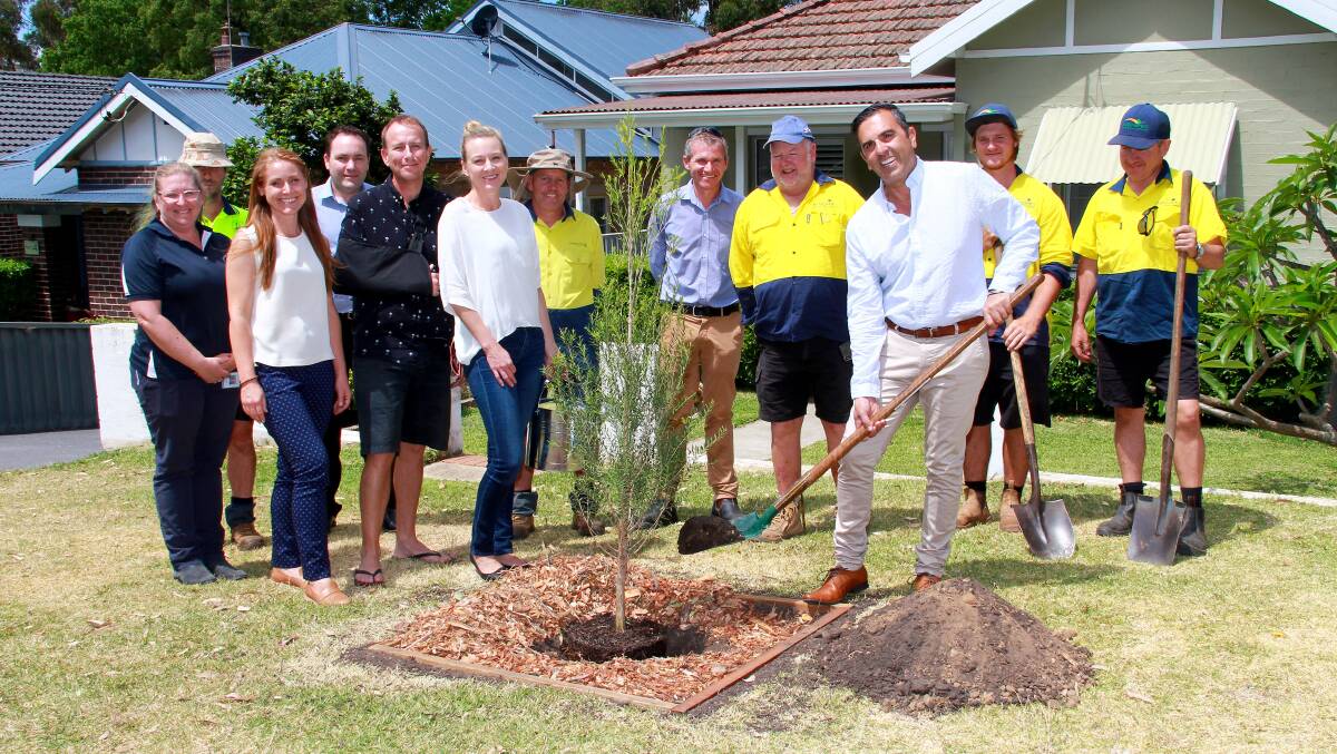 Milestone: Mayor Carmelo Pesce with council staff and residents in Glencoe Street, Sutherland. Picture: supplied