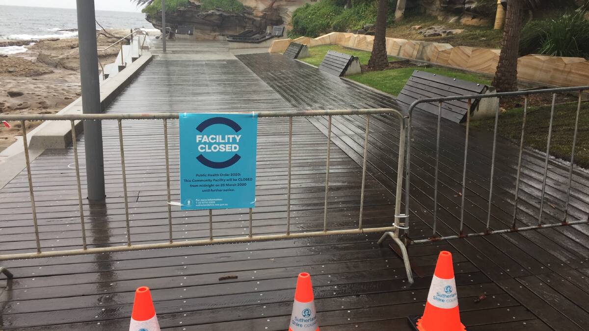 The council has closed the section of the Esplanade at the southern end of Cronulla beach.