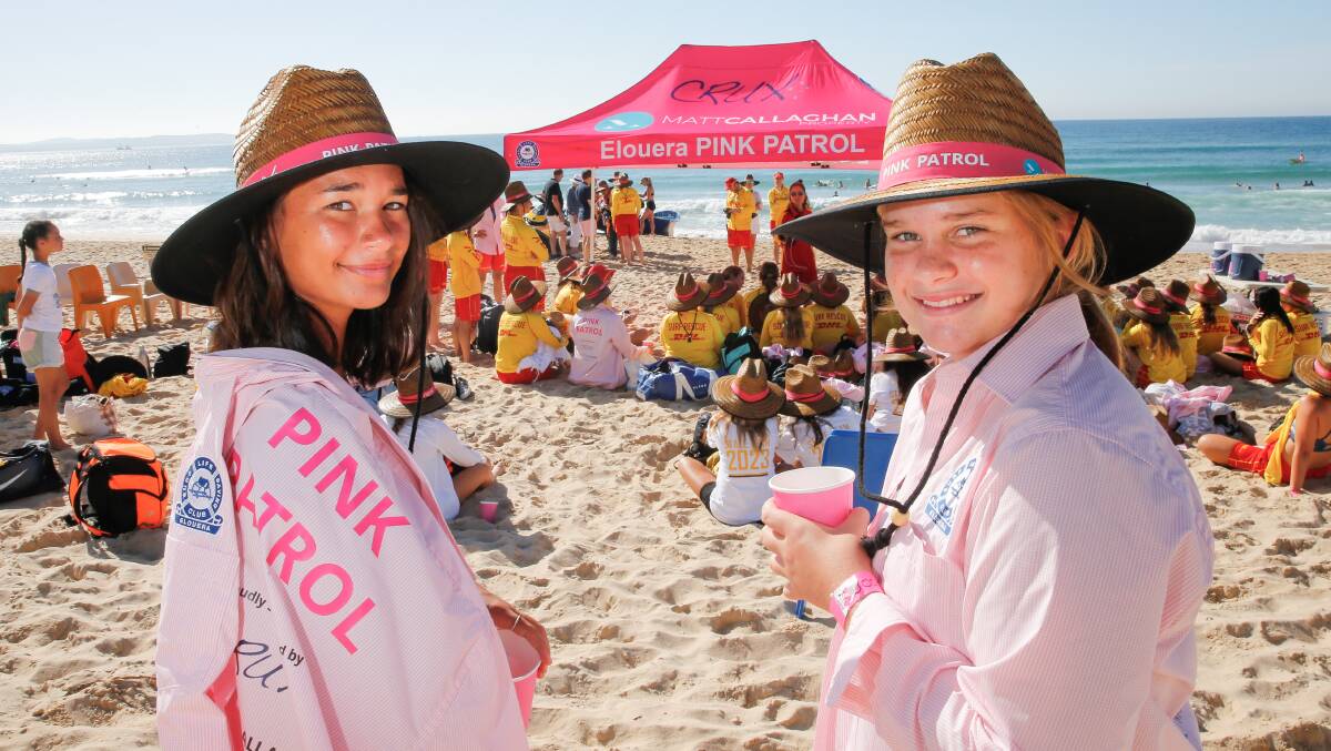 Pink Patrol participants Mily and club captain Josie at Elouera Beach. Picture by John Veage