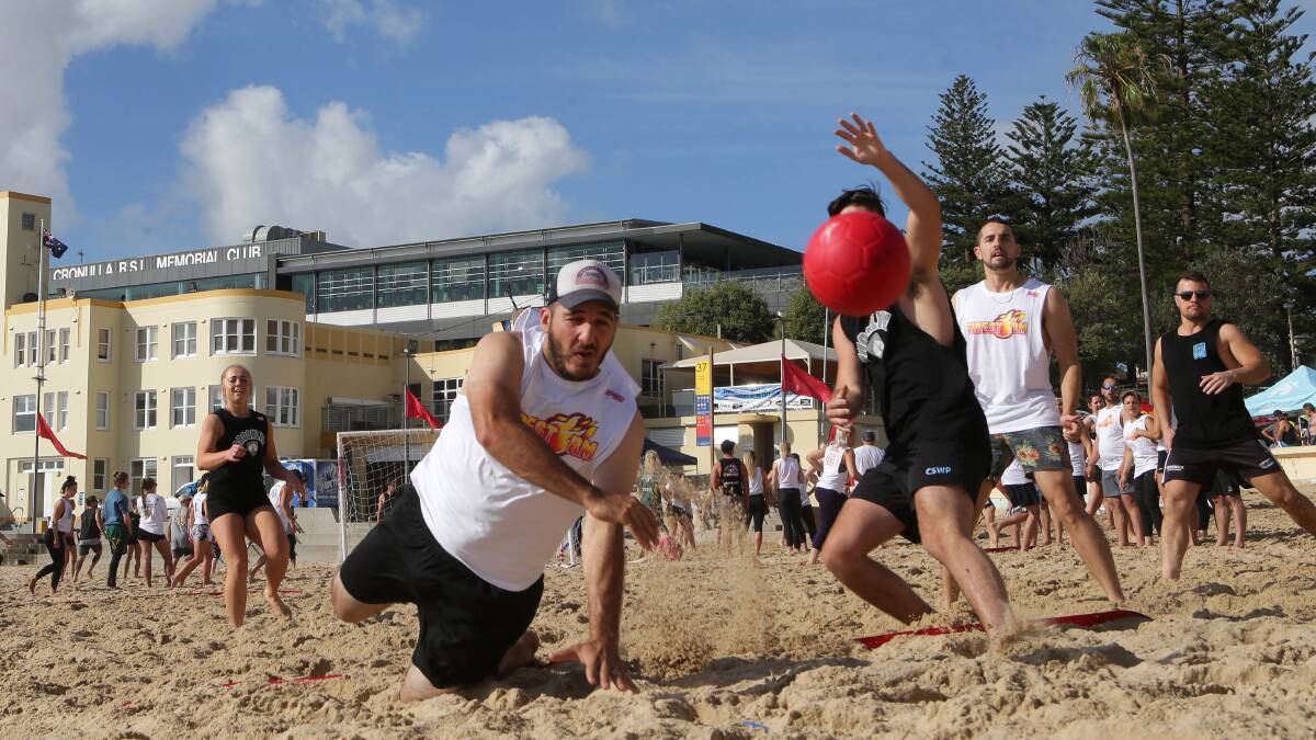 Handball action at the 2017 Cook Classic. Picture: John Veage