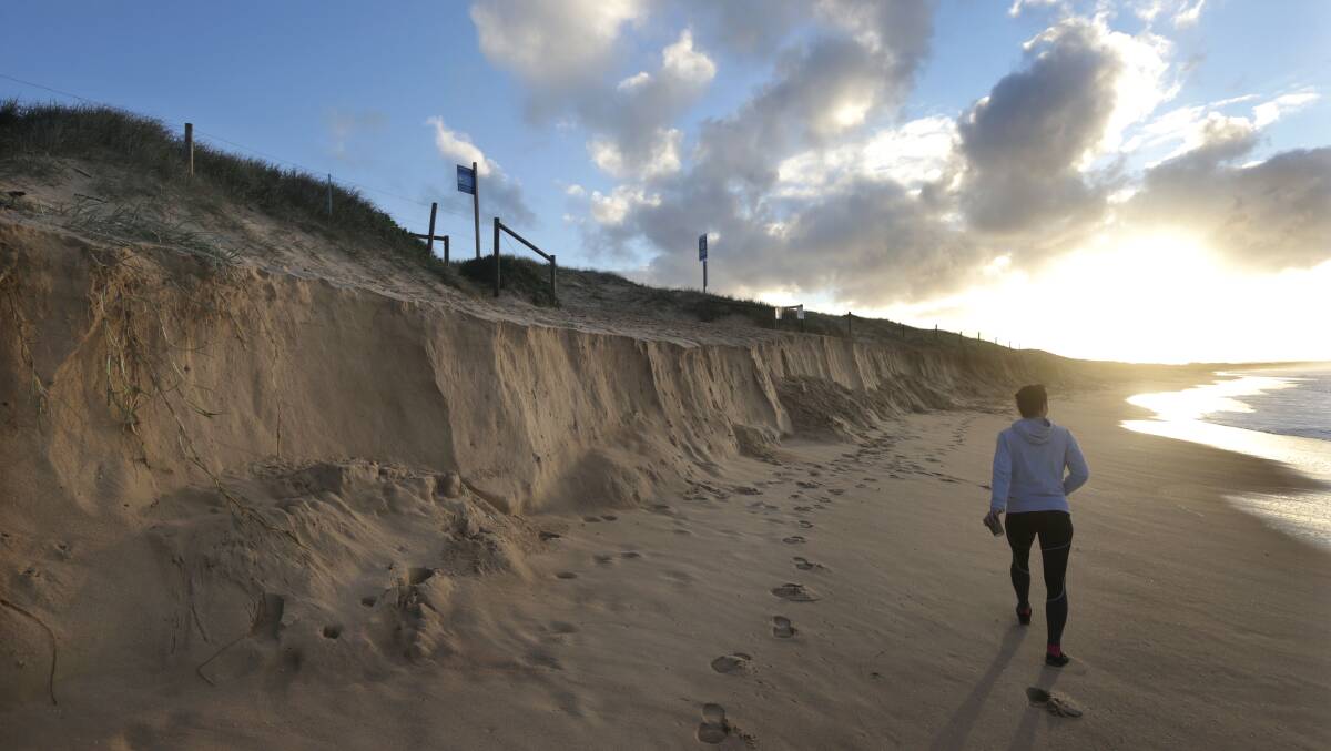 Beach erosion after big seas in July 2020. Picture: John Veage