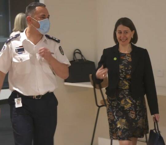 Premier Gladys Berejiklian arrives at the meeting between NSW and Victorian health officials. Picture: supplied