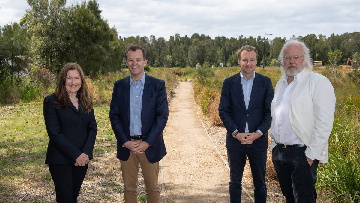 Dicker Data co-founders Fiona Brown and David Dicker with Mark Speakman and James Griffin on the walking trail. Picture supplied