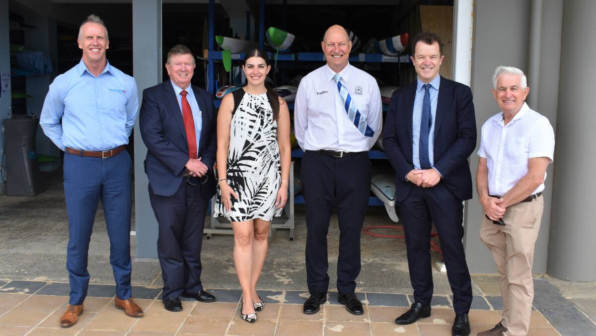 Upgrade celebrated: Stephen Pearce (left), Peter Carney, past president of the club, Eleni Petinos, David Kowald, Mark Speakman and Cr Steve Simpson. Picture: supplied
