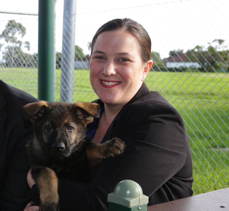 Melanie Gibbons at the police dog unit at Menai. Picture: John Veage