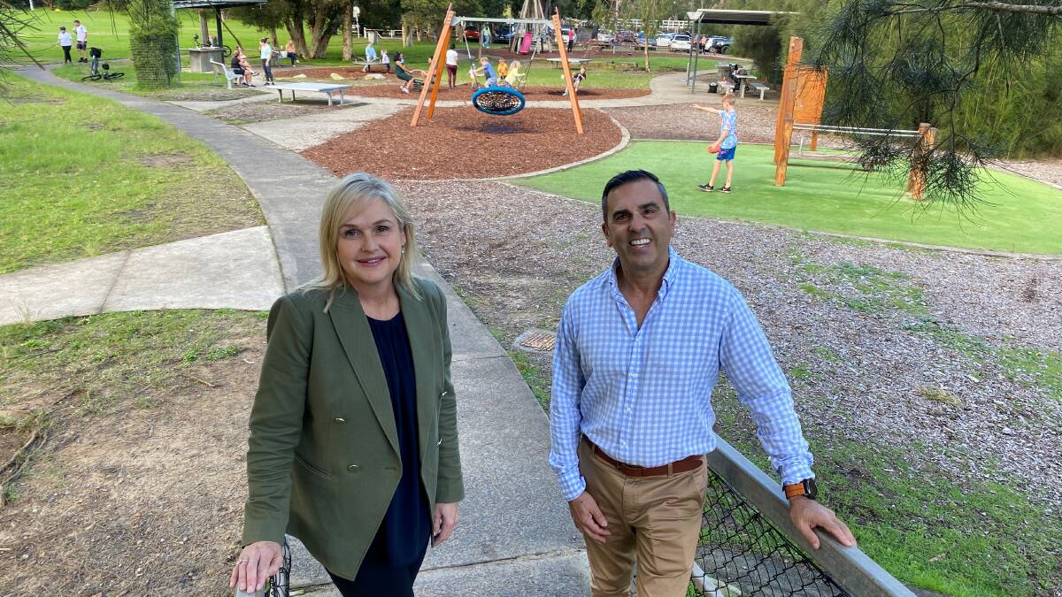 Jenny Ware and Cr Carmelo Pesce at Prince Edward Park, Woronora, where $1.8 million is promised. Picture: supplied 