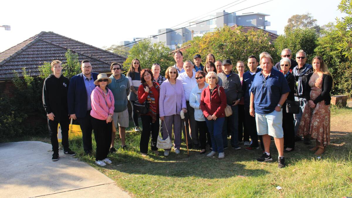 Residents protest at plans for a seven-storey boarding house with 37 rooms for 67 residents and a manager, on a single block in Urunga Parade, Miranda, in June this year. Picture: supplied