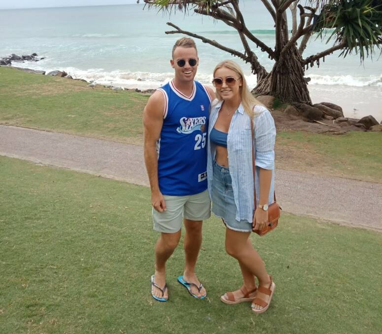 Quick response: Nathan Sutcliffe and Madison Larsen, holidaying at Byron Bay this week after the January 10 rescue at Elouera beach. Picture: supplied