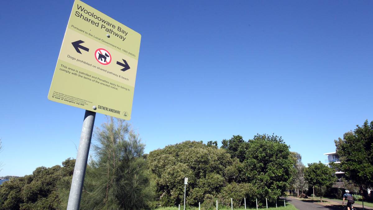 Dogs are banned from the shared path between Atkinson Road and beyond Woolooware Shores Retirement Village. Picture: Chris Lane