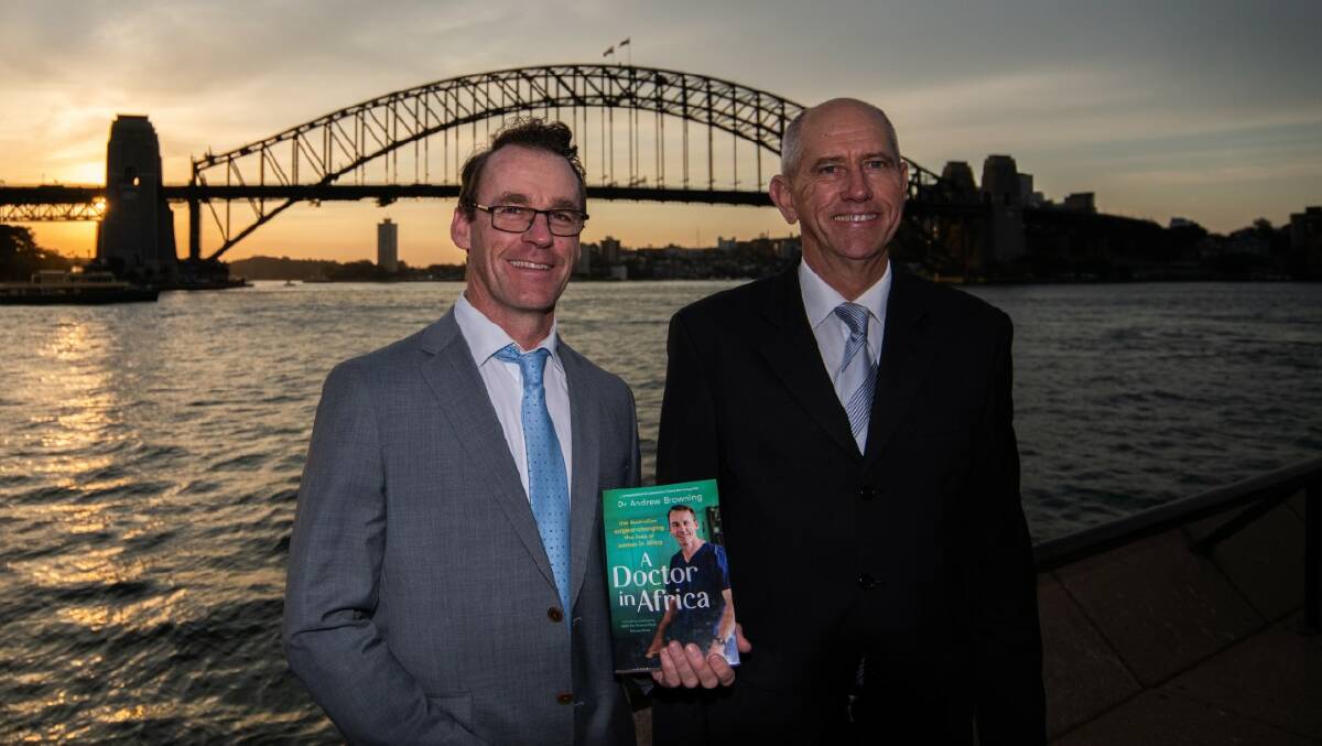 Dr Andrew Browning (left) and co-author Patrick Kennedy at the Sydney Opera House fund raising launch. Picture: David Oblati