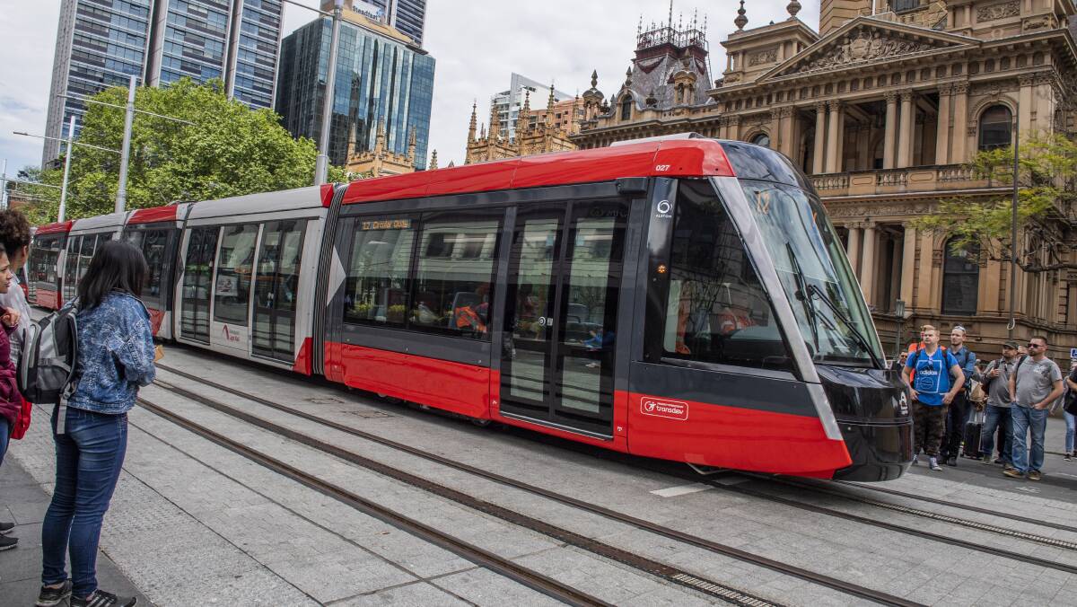 Light rail testing on George Street. Picture: Louise Kennerley / Sydney Morning Herald