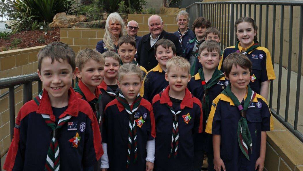 1st North Engadine Scouts and MP Lee Evans welcome the completion of improvements at Heathcote Scout Camp. Picture: supplied