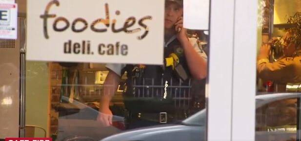 Emergency services at Foodies, Dolls Point, on Sunday afternoon. Picture: 9 News