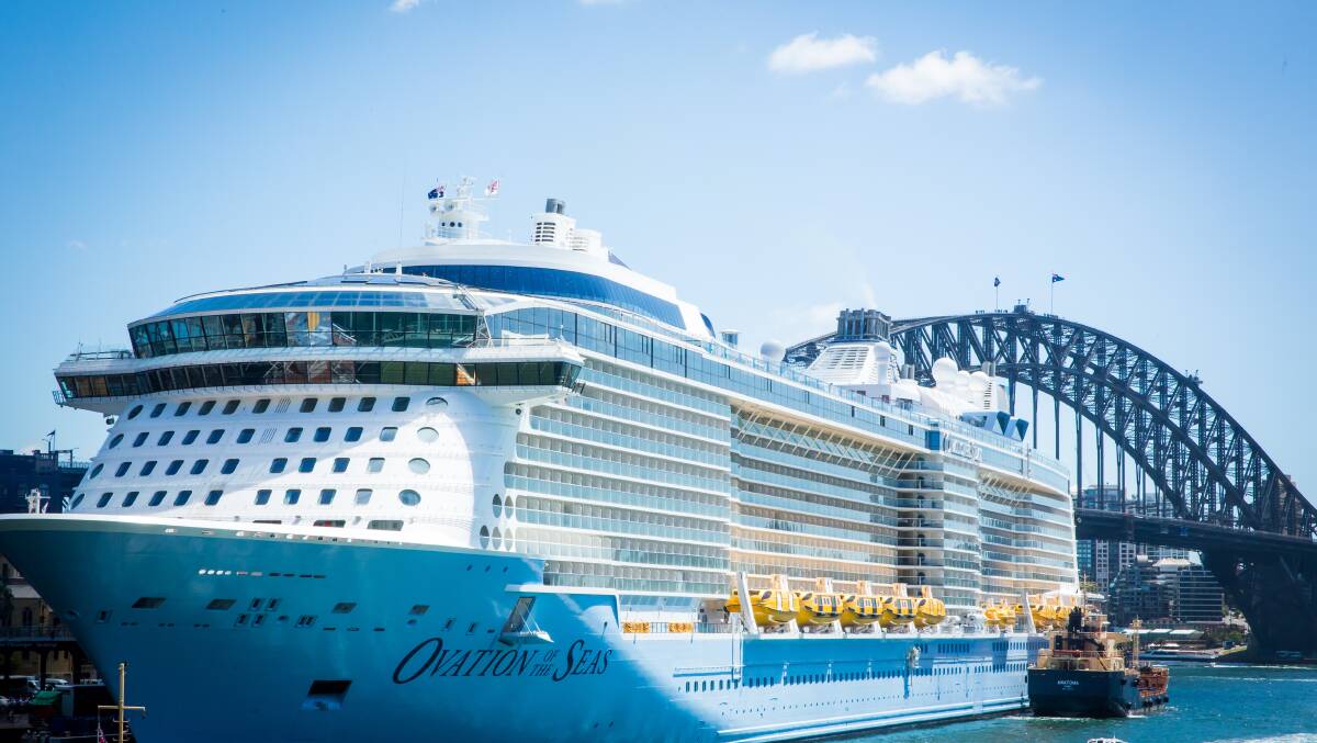 Bound for Botany Bay?: An increasing number of cruise ships,such as Ovation of the Seas, seen docked at the Overseas Passenger Terminal in Sydney Harbour in 2017, are visiting Sydney. Picture: Anna Kucera