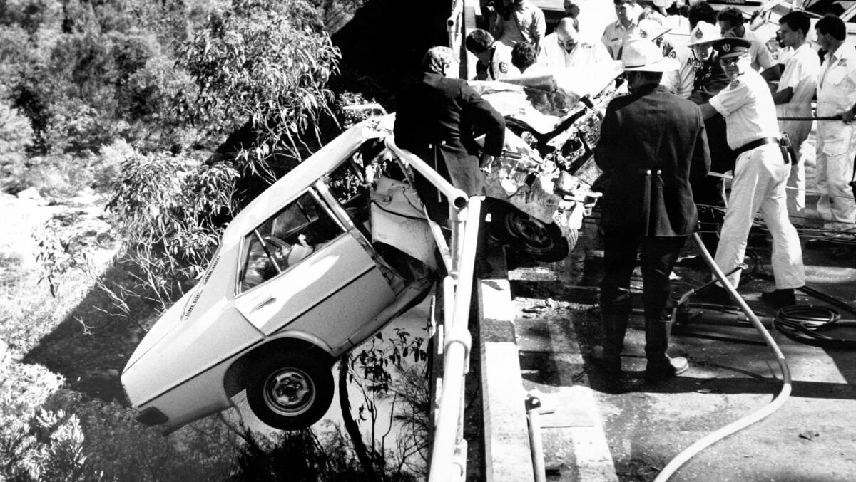 History of accidents: A man and a woman were lucky to escape from this crash on the bridge in 1989. 