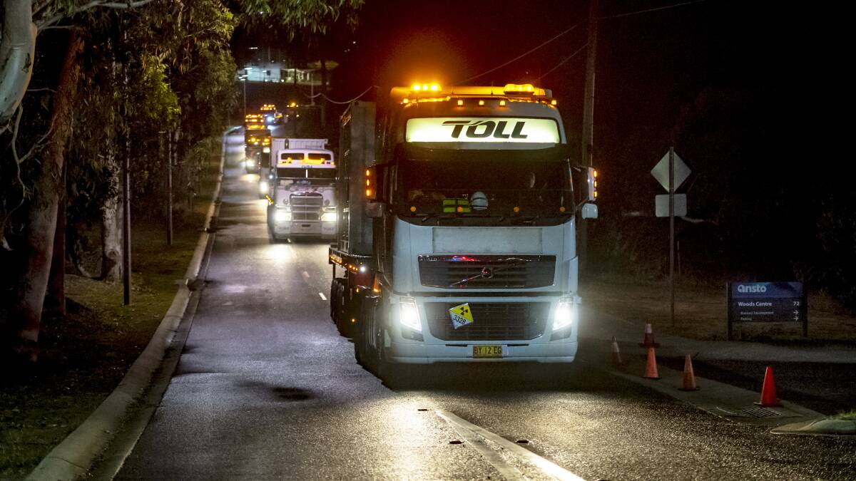 The 2015 transportation of nuclear waste from Port Kembla to Lucas Heights. Picture: supplied