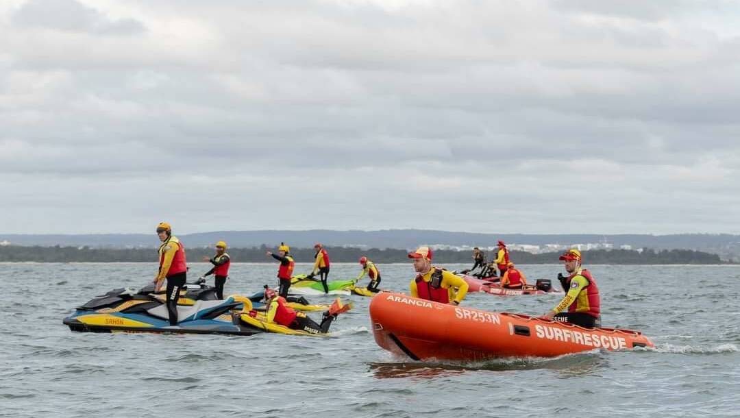 Bate Bay lifesavers in a jet ski and IRB training exercise. Picture: Facebook