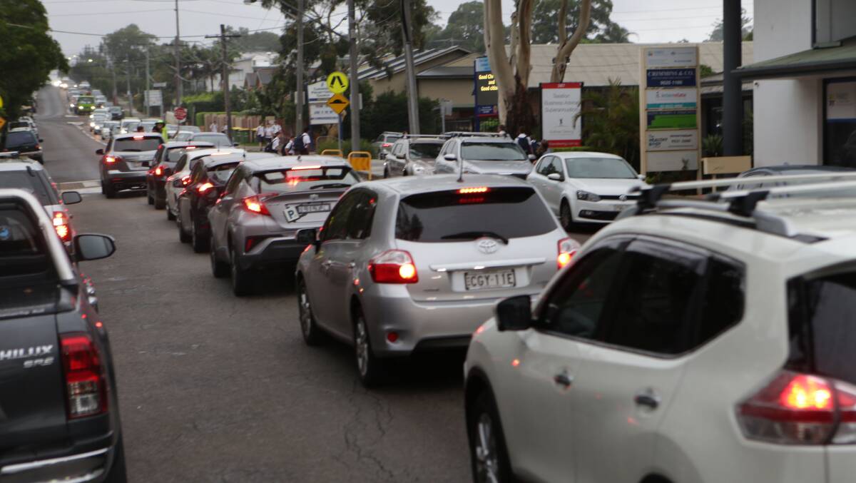 Traffic on Port Hacking Road Caringbah, outside Our Lady of Fatima Primary School and De La Salle College, Cronulla. Picture: John Veage