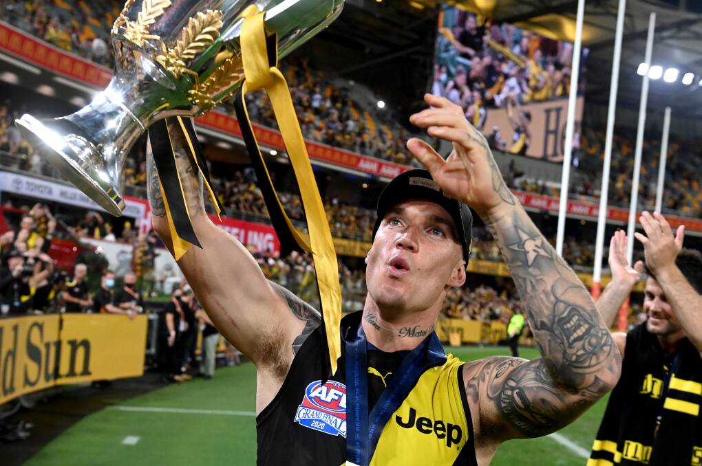Dustin Martin is the first player to win the Norm Smith three times. Photo: Bradley Kanaris/AFL Photos/via Getty Images