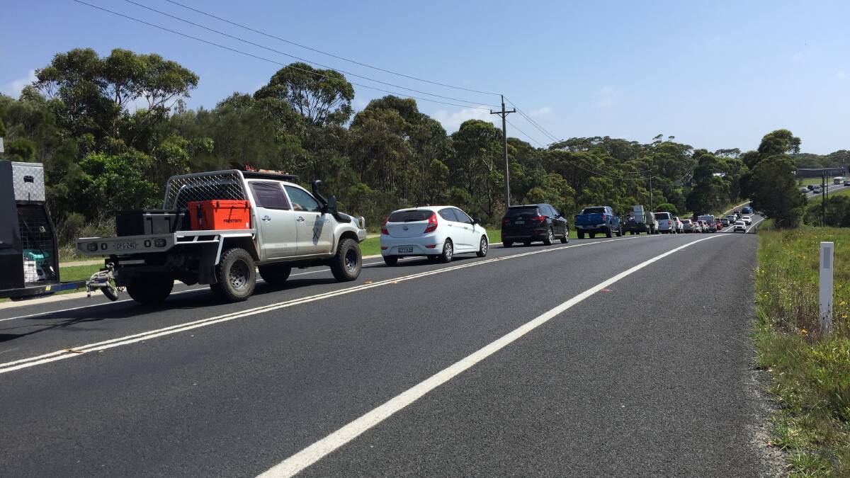 AHEAD: Traffic on the Princes Highway between Ulladulla and Burrill Lake on January 2. Picture: supplied.