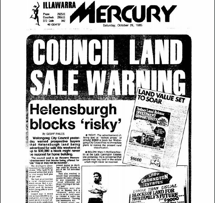 The Illawarra Mercury's 1985 story on the land sale. 