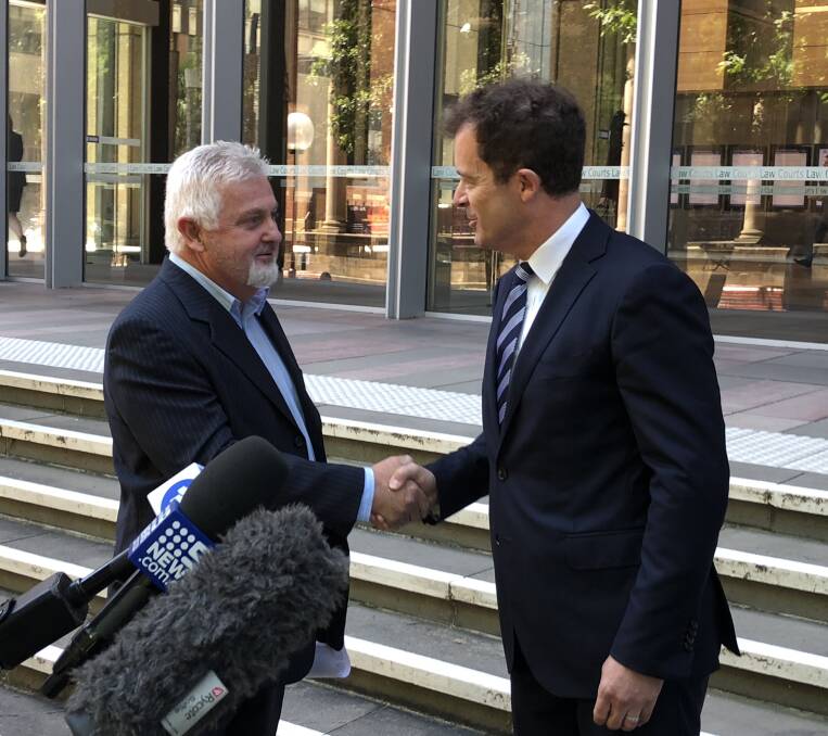 Right thing: Hunter survivor advocate Peter Gogarty with NSW Attorney-General Mark Speakman in Sydney today after announcement of tougher penalties for concealing child sex offences.