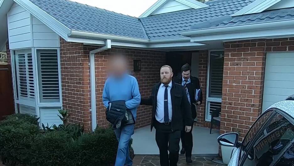 Detectives arrested a 67-year-old man at a home at Woolooware this morning on child sex abuse offences which allegedly occurred at a primary school at Clemton Park in the early 1970s. Pictures: NSW Police
