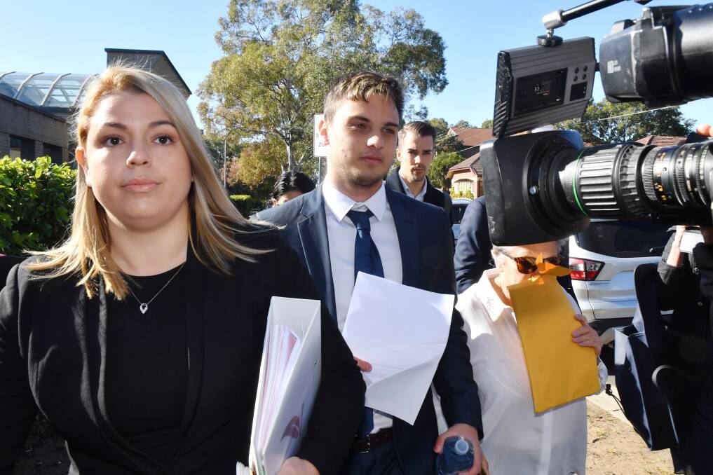 Towns (centre) leaves Sutherland Local Court on Thursday. Picture: Dean Lewins, AAP